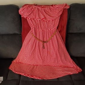 🛑EUC Red Strappy Dress w/Belt Women's L/G (11-13)